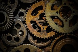 Rusty gears from old Clark transmissions and Dana Spicer transmissions.